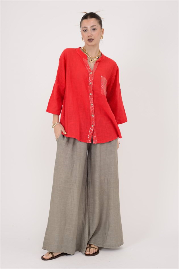 A0185 PAYET DETAYLI GÖMLEK