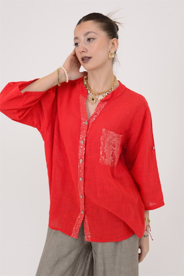 A0185 PAYET DETAYLI GÖMLEK