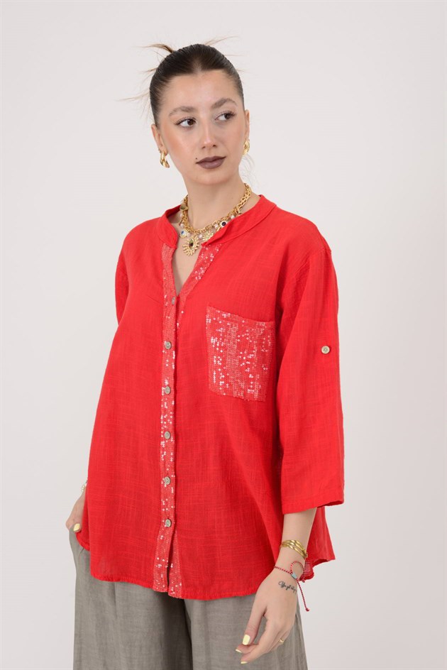 A0185 PAYET DETAYLI GÖMLEK