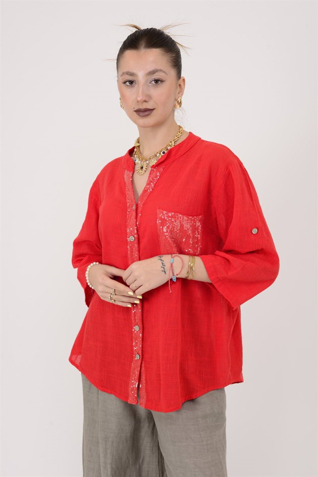 A0185 PAYET DETAYLI GÖMLEK