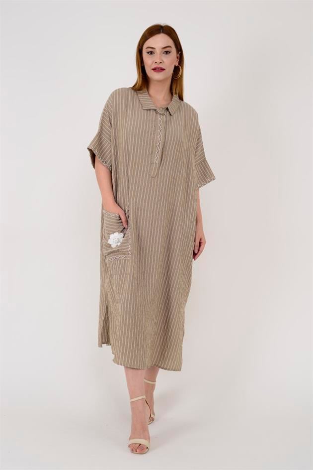 ADN001 BLUNT ÇİFT YIRTMAÇ OVERSİZE ELBİSE