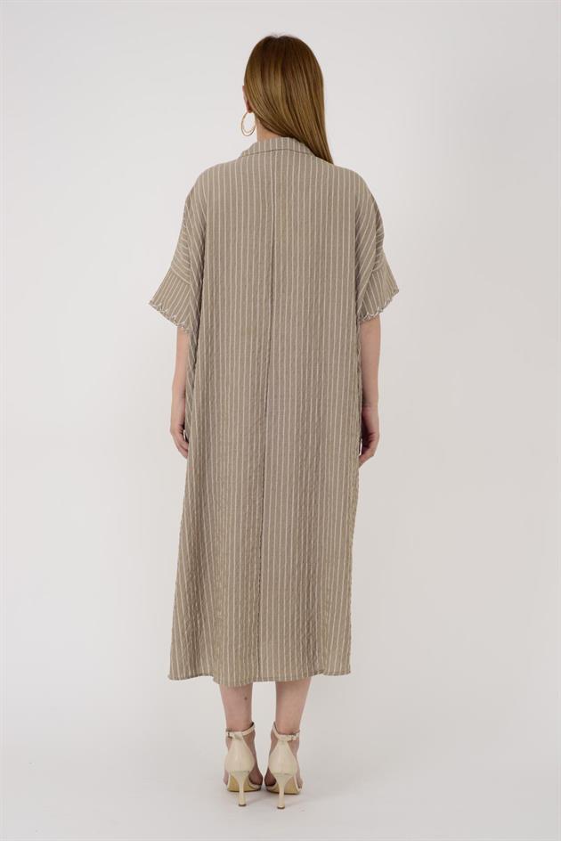 ADN001 BLUNT ÇİFT YIRTMAÇ OVERSİZE ELBİSE