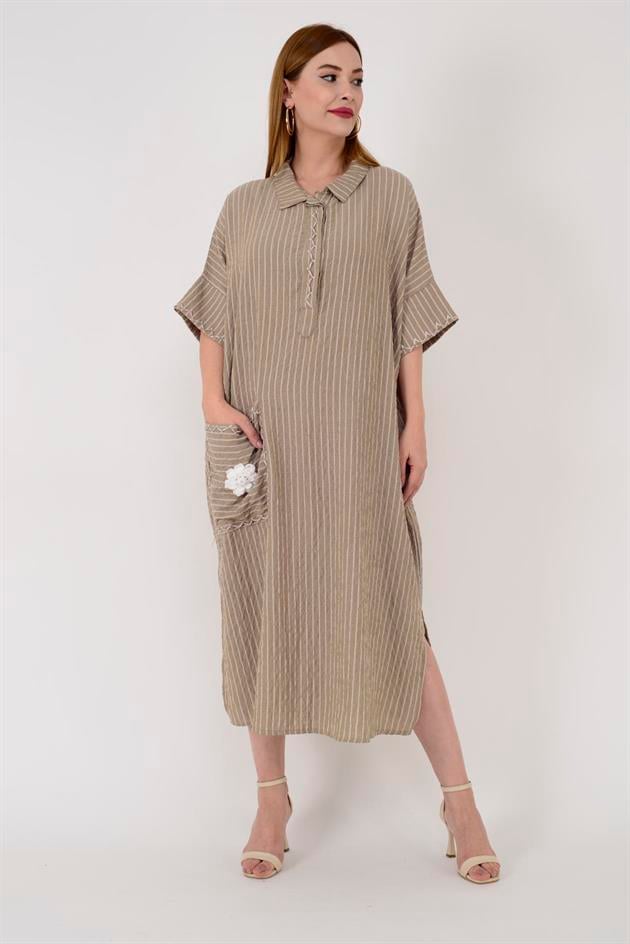 ADN001 BLUNT ÇİFT YIRTMAÇ OVERSİZE ELBİSE