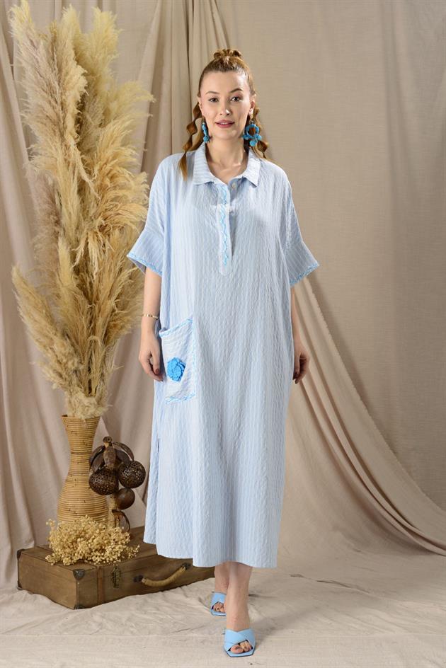 ADN001 BLUNT ÇİFT YIRTMAÇ OVERSİZE ELBİSE