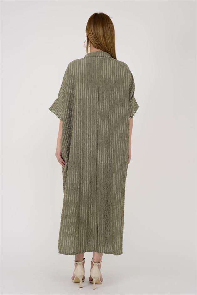 ADN001 BLUNT ÇİFT YIRTMAÇ OVERSİZE ELBİSE