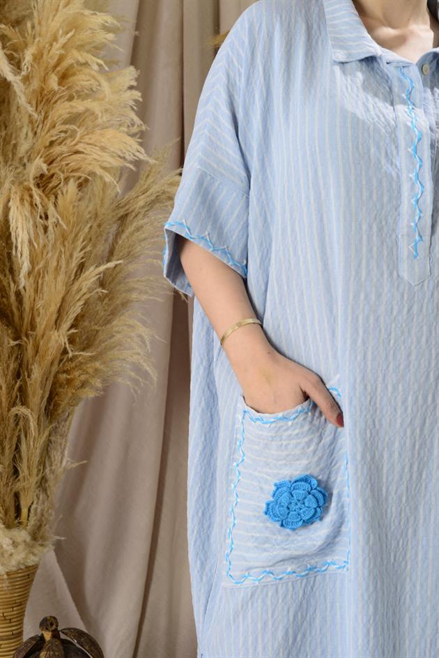 ADN001 BLUNT ÇİFT YIRTMAÇ OVERSİZE ELBİSE