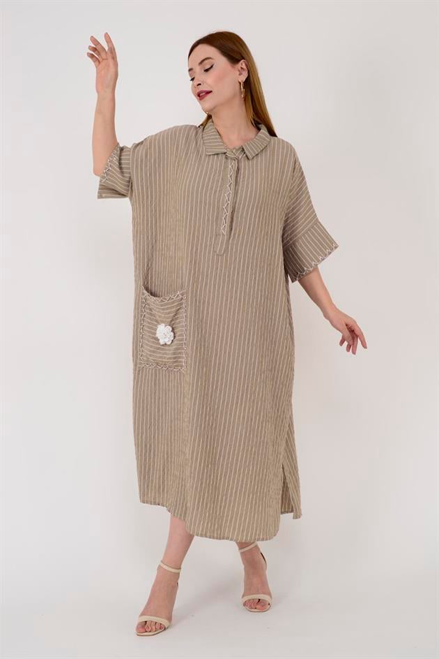 ADN001 BLUNT ÇİFT YIRTMAÇ OVERSİZE ELBİSE