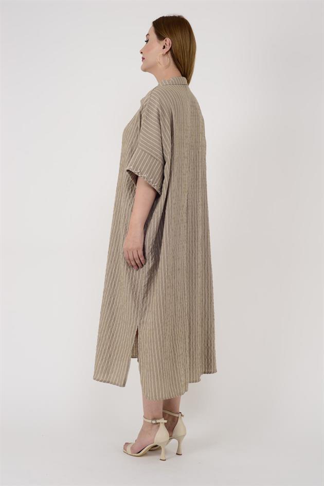 ADN001 BLUNT ÇİFT YIRTMAÇ OVERSİZE ELBİSE