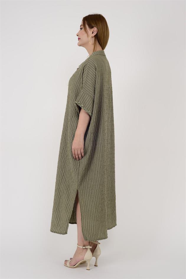 ADN001 BLUNT ÇİFT YIRTMAÇ OVERSİZE ELBİSE