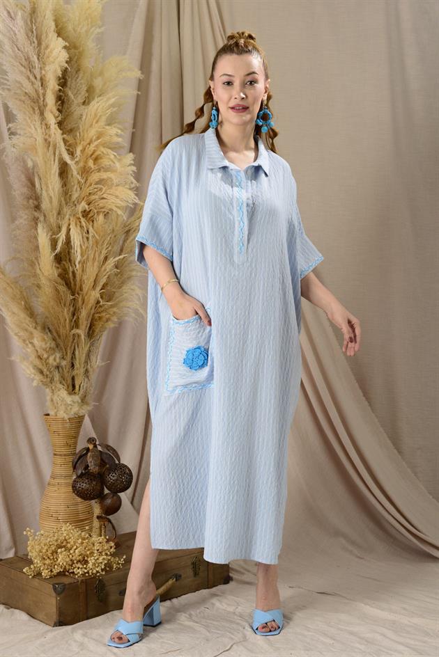 ADN001 BLUNT ÇİFT YIRTMAÇ OVERSİZE ELBİSE