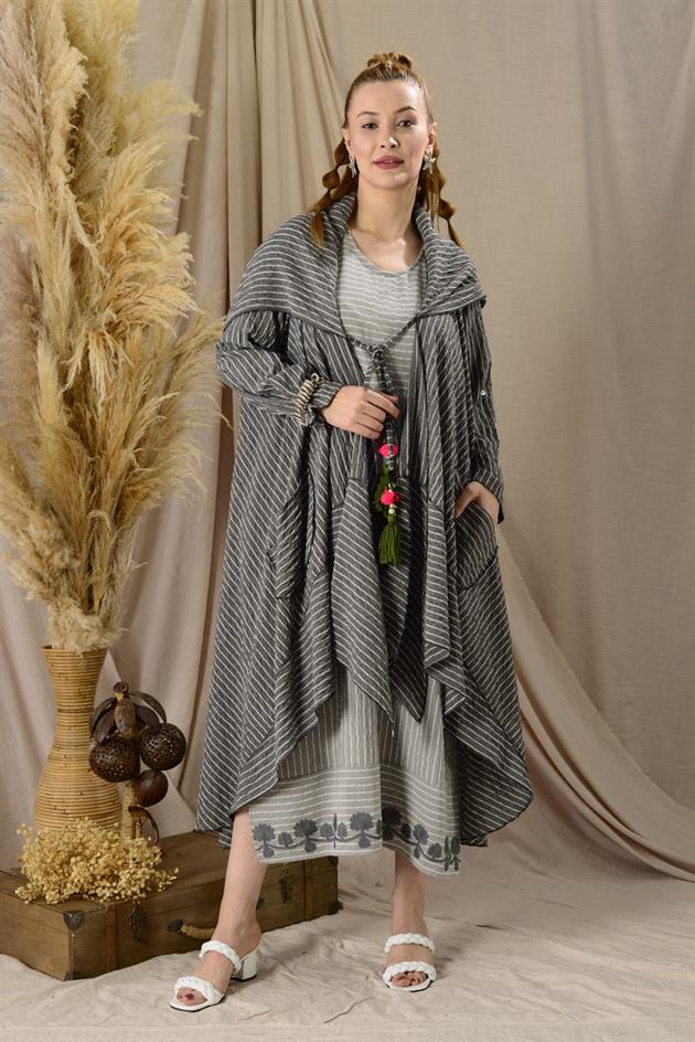 ADN002 CADI KAPÜŞONLU PÜSKÜLLÜ BOHO KAP