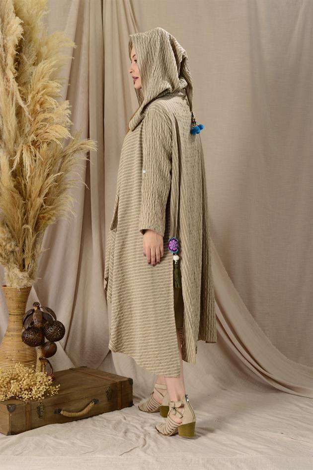 ADN002 CADI KAPÜŞONLU PÜSKÜLLÜ BOHO KAP