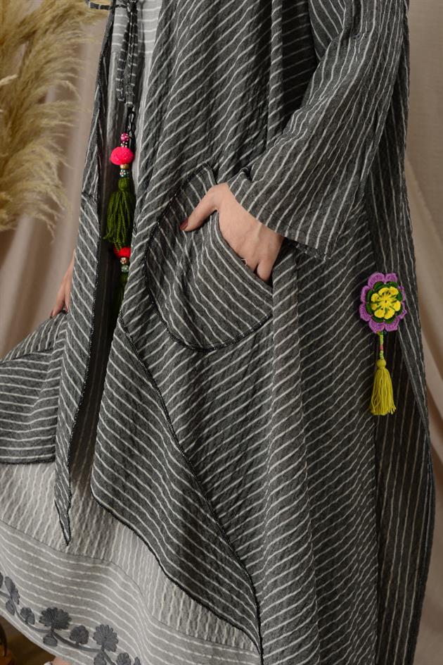 ADN002 CADI KAPÜŞONLU PÜSKÜLLÜ BOHO KAP