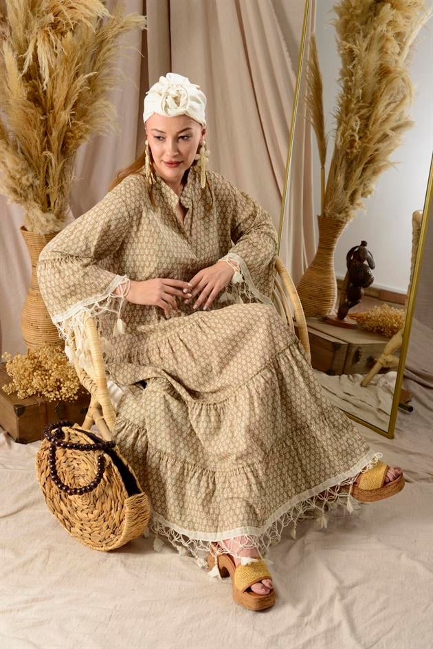 AN10384 MARIN PÜSKÜL DETAYLI ELBİSE