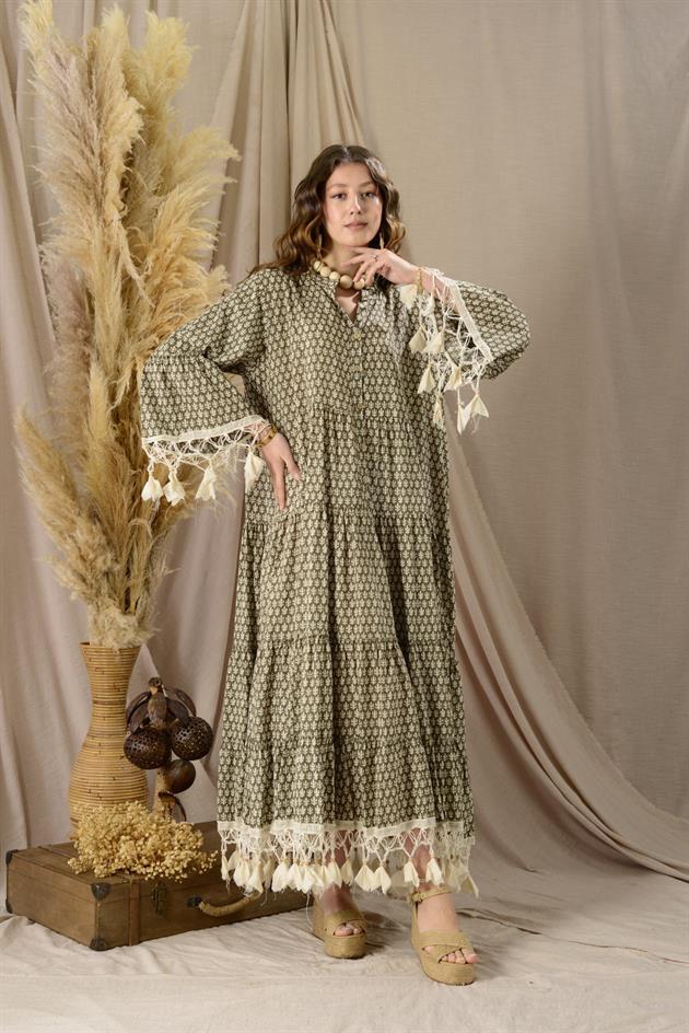 AN10384 MARIN PÜSKÜL DETAYLI ELBİSE