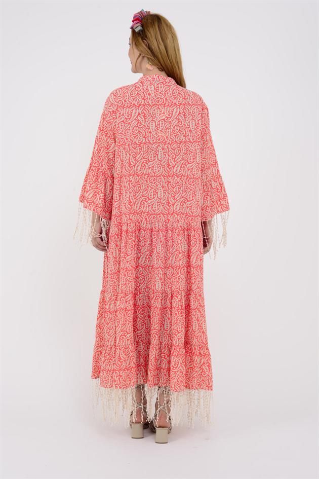 AN10384 MARIN SAÇAK DETAYLI ELBİSE