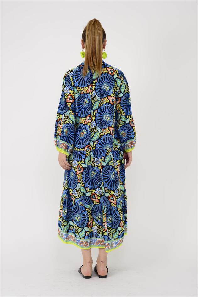 AN10385 ÇİÇEK DESENLİ GÖMLEK ELBİSE