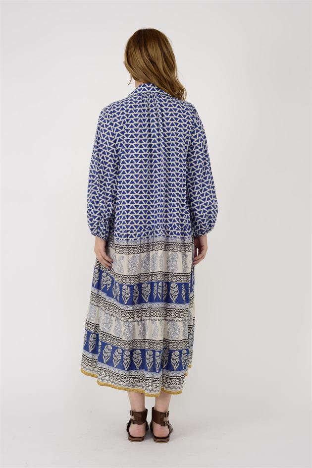 AN10385 MARIN ETNİK DESENLİ GÖMLEK ELBİSE