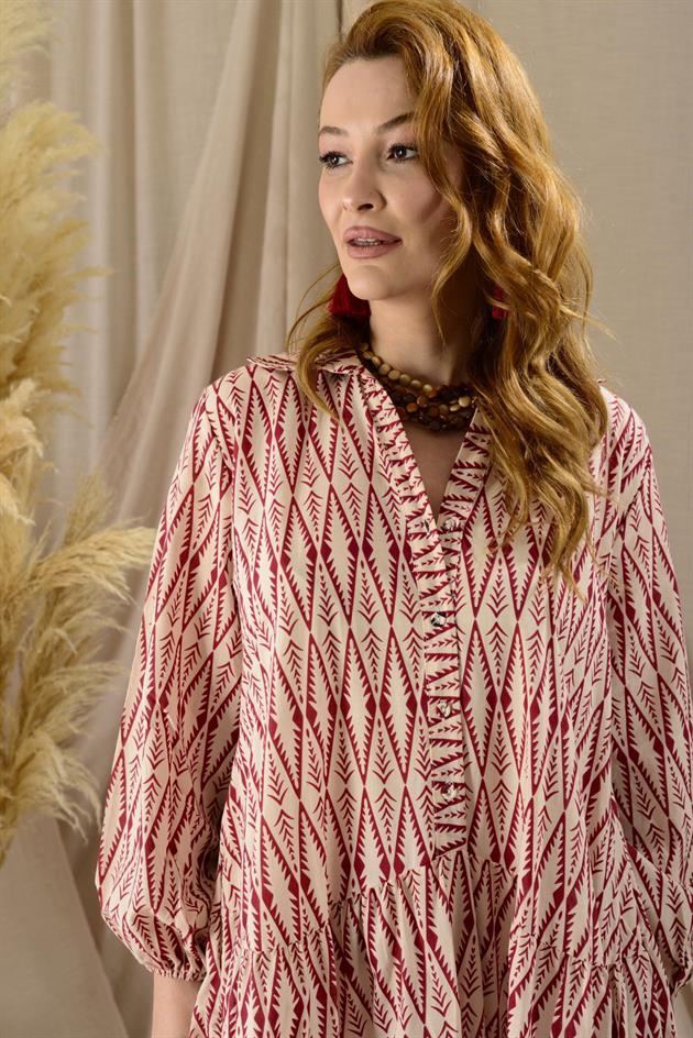 AN10385 MARIN DÜĞME DETAYLI ELBİSE