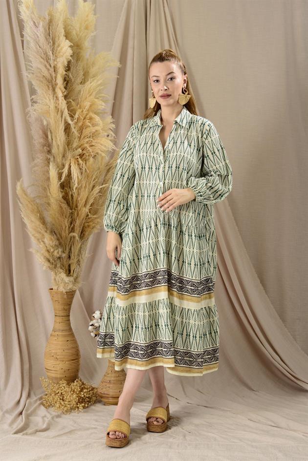 AN10385 MARIN DÜĞME DETAYLI ELBİSE