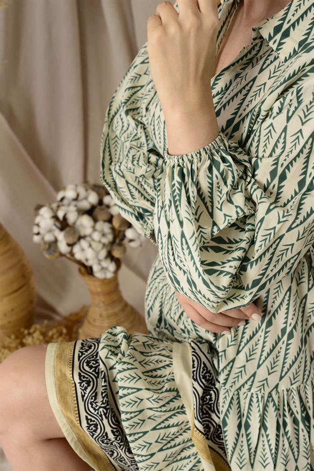 AN10385 MARIN DÜĞME DETAYLI ELBİSE