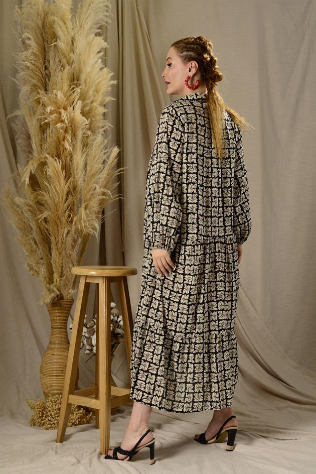 AN10385 MARIN DÜĞME DETAYLI ELBİSE