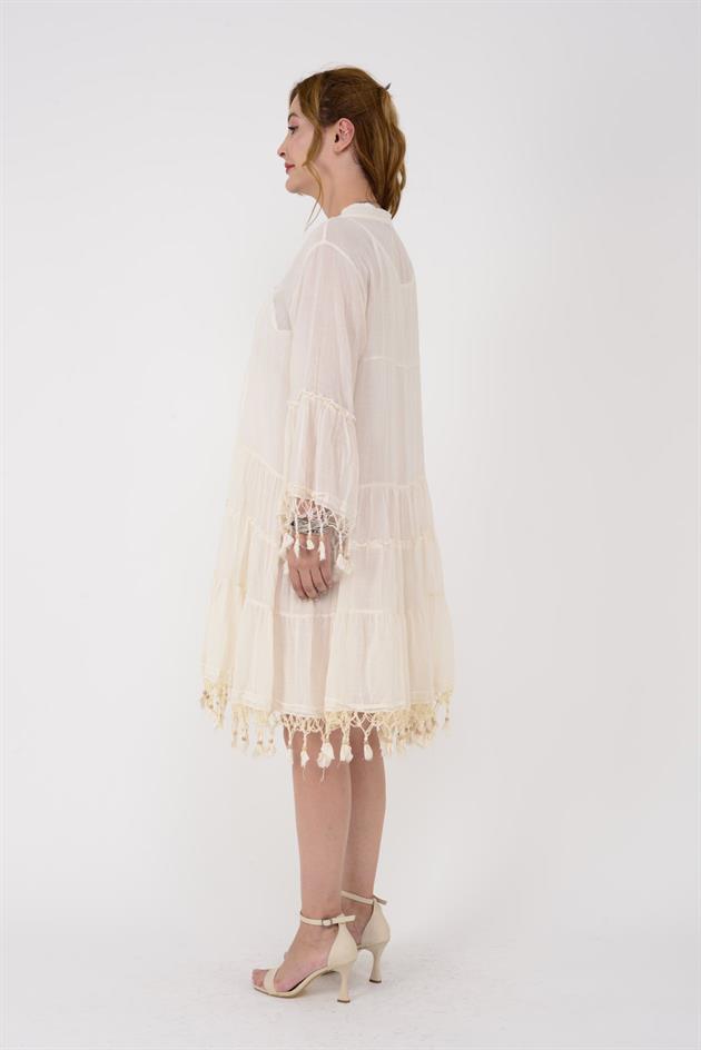 AN10387 ISMIRA PÜSKÜLLÜ HAM KISA ELBİSE