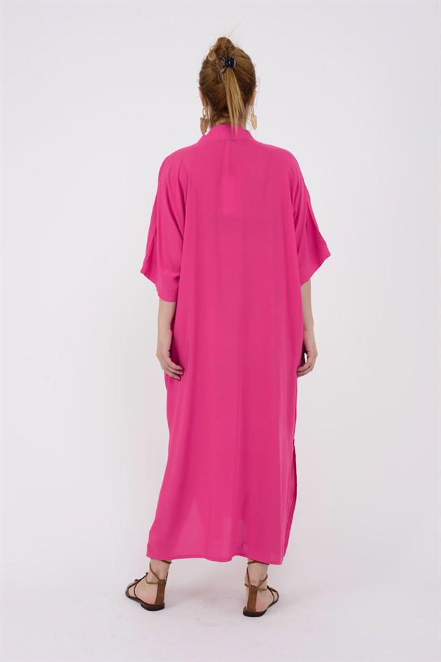 AN10391 GÜL DESEN V YAKA ELBİSE