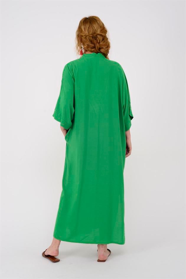 AN10391 GÜL DESEN V YAKA ELBİSE