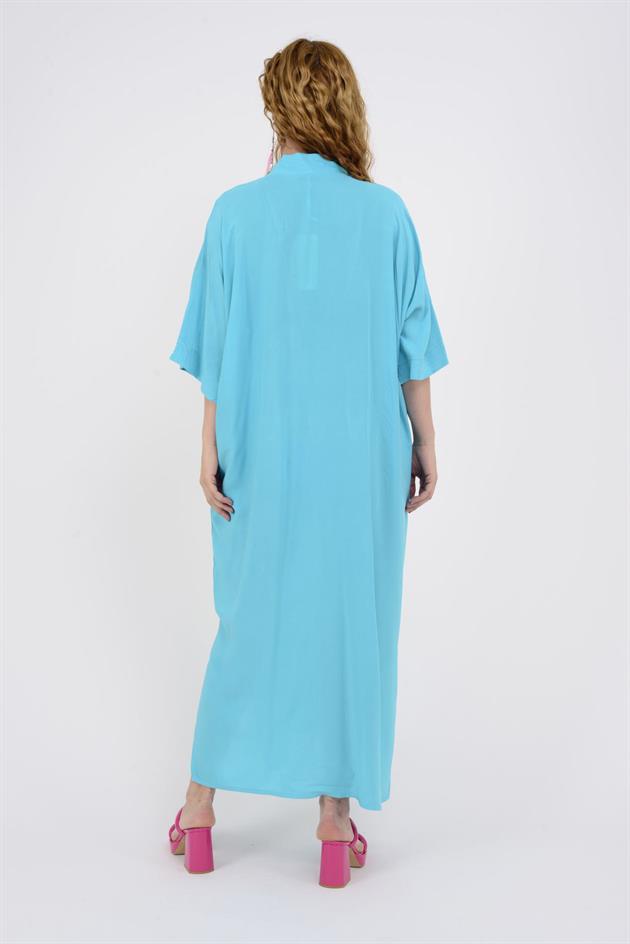 AN10391 GÜL DESEN V YAKA ELBİSE