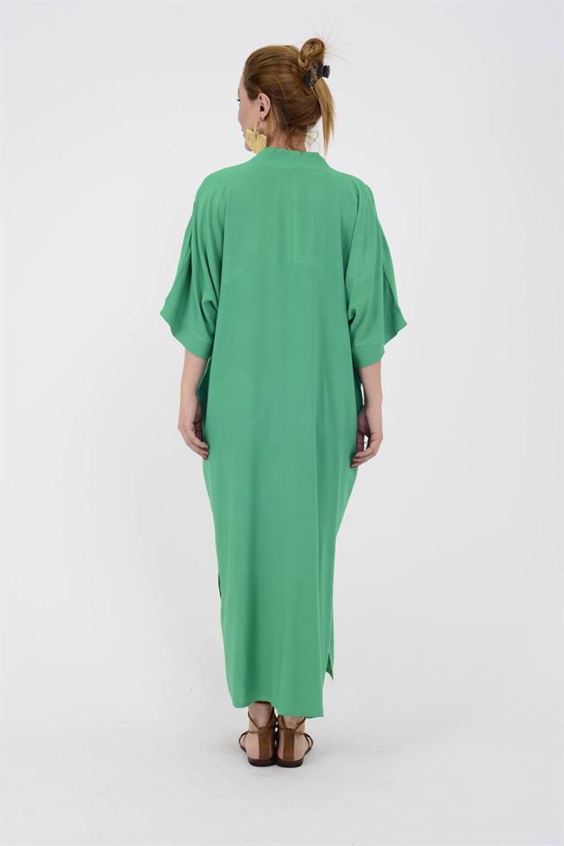 AN10391 GÜL DESEN V YAKA ELBİSE