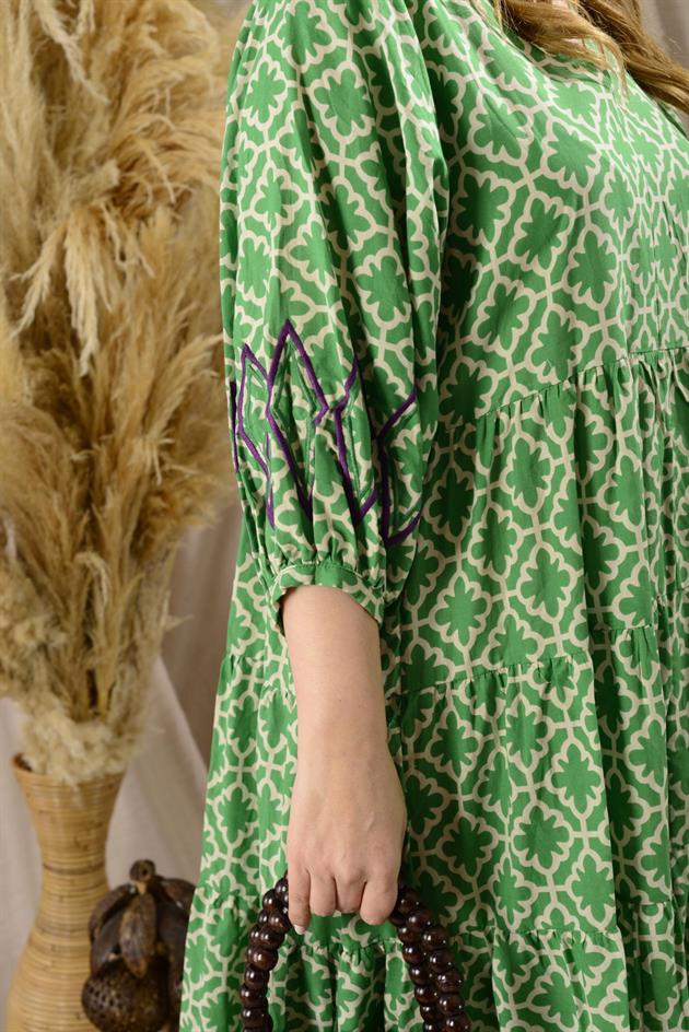 AN10440-1 MARIN NAKIŞ DETAYLI V YAKA ELBİSE