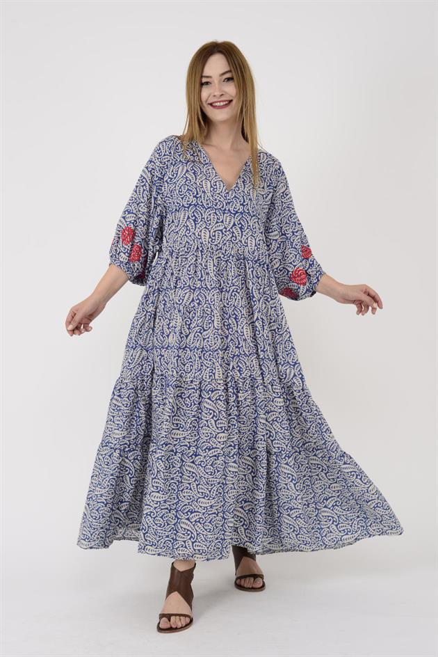 AN10440-2 MARIN İŞLEME DETAYLI ELBİSE