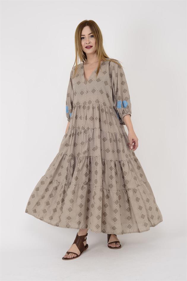 AN10440-2 MARIN İŞLEME DETAYLI ELBİSE