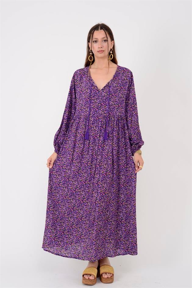 AN10494 PONPONLU ÇITIR DESEN ELBİSE