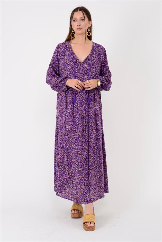 AN10494 PONPONLU ÇITIR DESEN ELBİSE