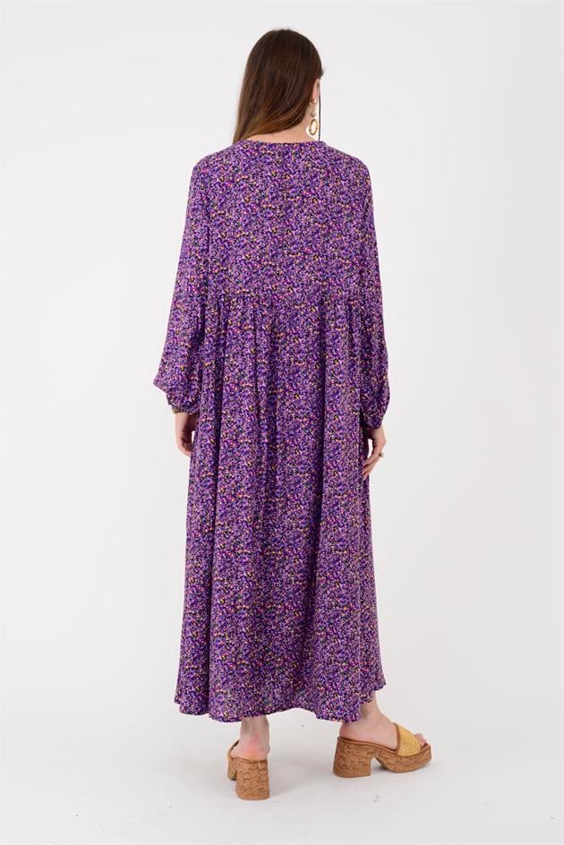 AN10494 PONPONLU ÇITIR DESEN ELBİSE