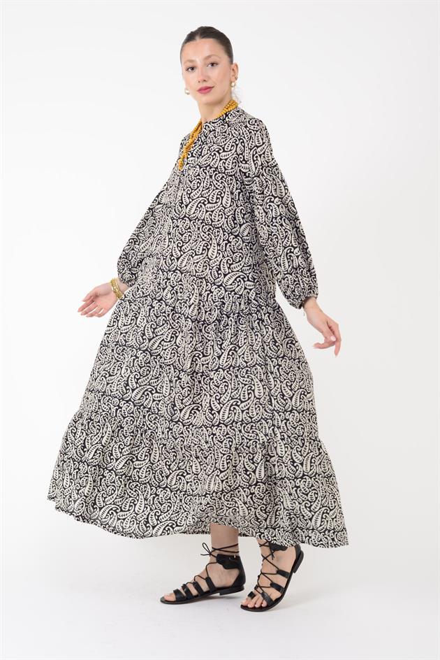 AN10500 MARIN DÜĞME DETAYLI ELBİSE