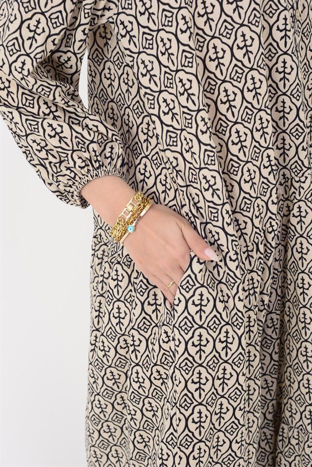 AN10500 MARIN DÜĞME DETAYLI ELBİSE