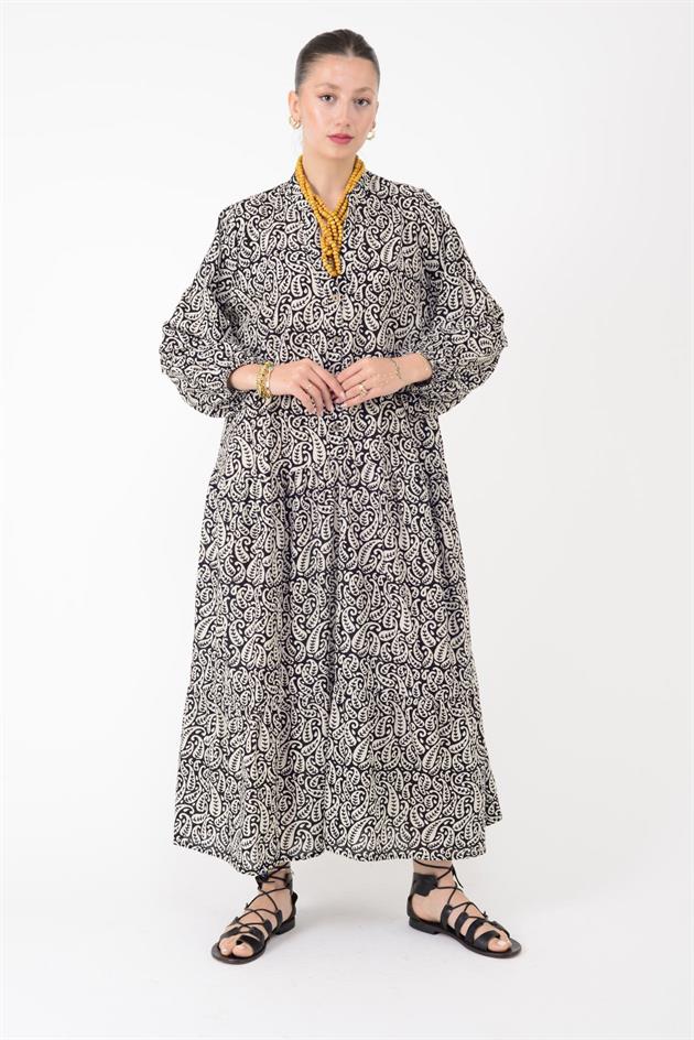 AN10500 MARIN DÜĞME DETAYLI ELBİSE