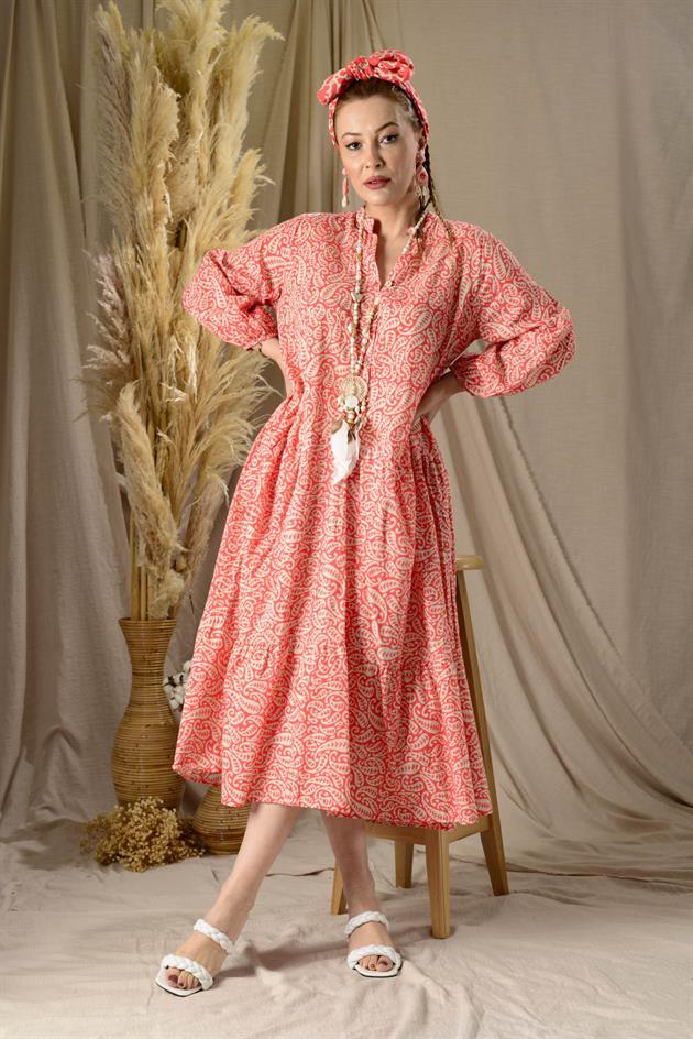 AN10500 MARIN DÜĞME DETAYLI ELBİSE