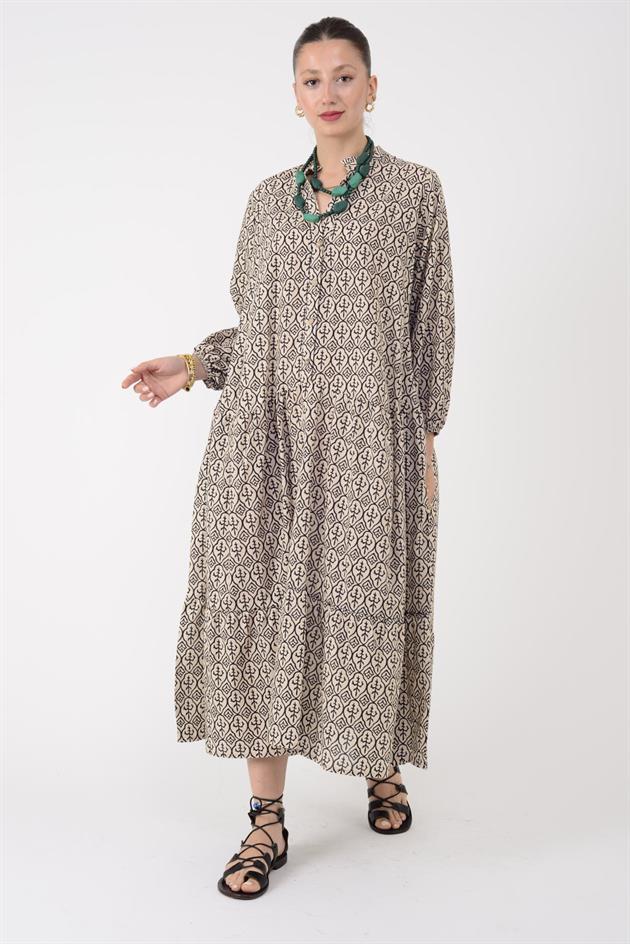 AN10500 MARIN DÜĞME DETAYLI ELBİSE