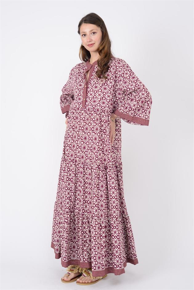 AN10502 B2768 MARIN GARNİ DETAYLI ELBİSE