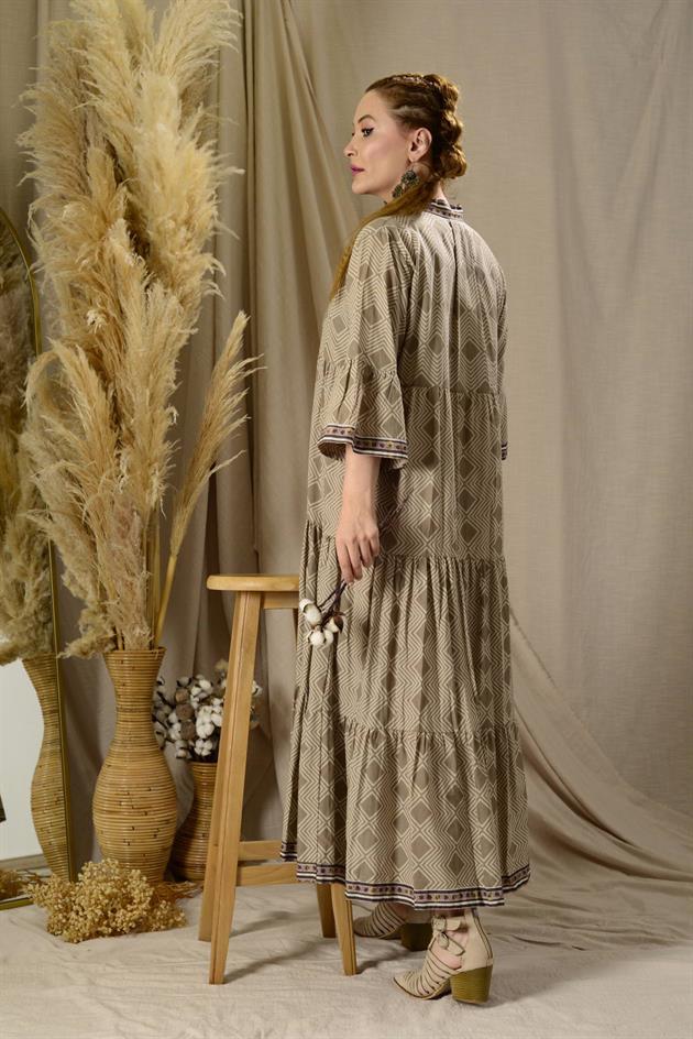 AN10502 MARIN GARNİ DETAYLI ELBİSE