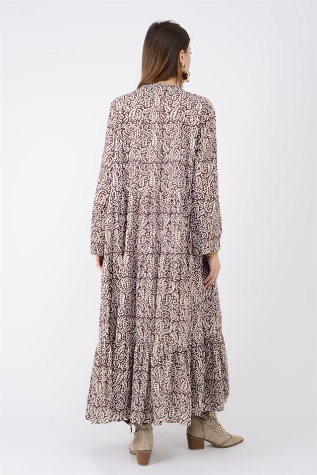 AN10504 MARIN DÜĞME DETAYLI VOLAN ELBİSE