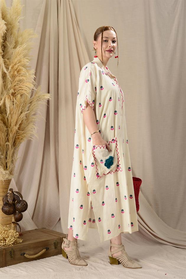 AN10515-2 FLORA CEP DETAYLI HAM ELBİSE