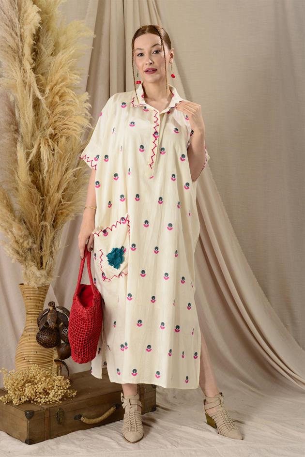 AN10515-2 FLORA CEP DETAYLI HAM ELBİSE