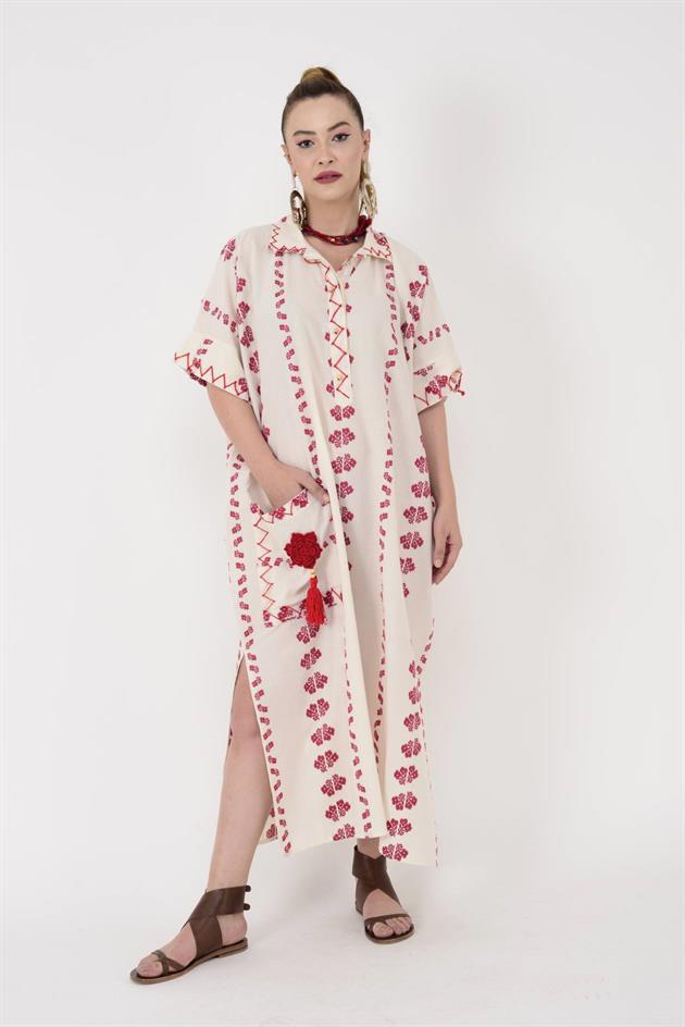 AN10515-3 FLORA CEP DETAYLI HAM ELBİSE