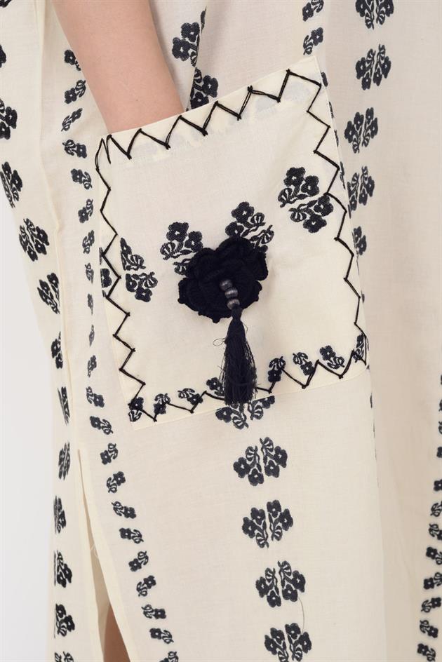 AN10515-3 FLORA CEP DETAYLI HAM ELBİSE