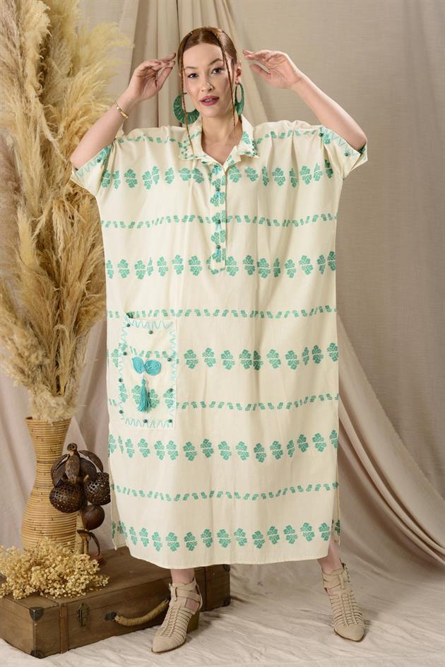 AN10515-3 FLORA CEP DETAYLI HAM ELBİSE